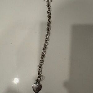 J. Crew Silver Heart Charm Bracelet